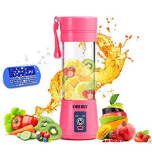 Load image into Gallery viewer, Portable Blender, OBERLY Smoothie Juicer Cup - Six Blades in 3D, 13oz Fruit Mixing Machine with 2000mAh USB Rechargeable Batteries, Ice Tray, Detachable Cup