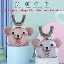 Load image into Gallery viewer, WDSJ U-Shaped Toothbrush Automatic Toothbrush 360° 360 Degree U-Shape Kids’ Electronic Toothbrush Teeth Whitening Automatic Children Lovely Electric Toothbrushes Smart Timer Ipx7-Penguin 6 To14