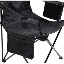 Load image into Gallery viewer, Coleman Camp Chair with 4-Can Cooler | Folding Beach Chair with Built In Drinks Cooler | Portable Quad Chair with Armrest Cooler for Tailgating, Camping & Outdoors , Black, Roomy seat: 24"