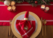 Load image into Gallery viewer, DII Embroidered Corner Christmas & Holiday Tabletop Collection, Napkin Set, Mistletoe 6 Piece