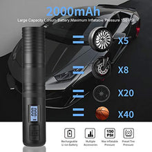 Load image into Gallery viewer, SEDISON Portable Air Compressor Pump: Rechargeable Mini Tire Inflator LCD Display & Emergency LED Light 150 PSI Wireless Electric Air Compressor for Bicycle Motorcycle Tires Ball and Other Inflatables