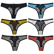 Load image into Gallery viewer, Anadelle Women's Breathable Cotton Thong Lace Panties Pack of 6 (Multicolor, Large)