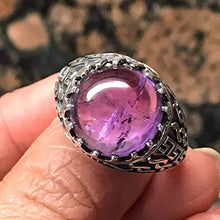 Load image into Gallery viewer, Natural Cabochan Amethyst 925 Solid Sterling Silver Men's Ring Size 9, 9.75, 10, 11, 11.75, 12, 13