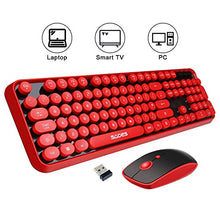 Load image into Gallery viewer, Wireless Keyboard Mouse Combo,2.4GHz Waterproof Keyboard with Round Retro Style Red Key and Optical Wireless Gaming Mouse with 3 Adjustable DPI, Compatible with PC, Computer, Laptop, Desktop, Note