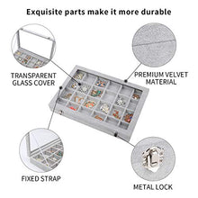 Load image into Gallery viewer, STYLIFING Clear Lid Velvet 24 Grid Jewelry Tray Transparent Jewelry Display Showcase Lockable Felt Jewelry Storage Organizer Charm Box Holder Gifts for Girls Women
