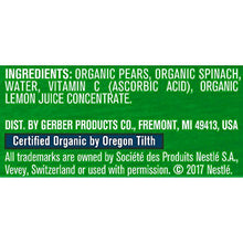 Load image into Gallery viewer, Gerber Purees Organic 2nd Foods Baby Food Fruit & Veggie Variety Pack, 3.5 Ounces Each, 18 Count
