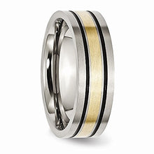 Load image into Gallery viewer, ICE CARATS Titanium 14k Yellow Inlay Flat 7mm Brushed Wedding Ring Band Size 10.50 Precious Metal Fine Jewelry for Women Gifts for Her