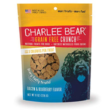 Load image into Gallery viewer, Charlee Bear Grain Free Crunch Dog Treats, Bacon & Blueberry Flavor, 8 oz