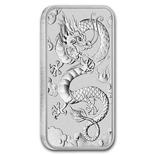 Load image into Gallery viewer, 2018 - Present (Random Year) 1 oz Silver Bar Australia Perth Mint Dragon Series Rectangular Coin Brilliant Uncirculated with Certificate of Authenticity by CoinFolio $1 BU