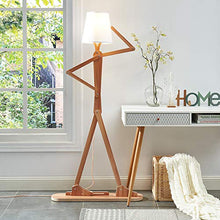 Load image into Gallery viewer, HROOME Modern Contemporary Decorative Wood Floor Lamp Reading Standing Adjustable Light for Kids Boys Girls Living Room Bedroom Office Farmhouse - with LED Bulb (Ash)