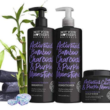 Load image into Gallery viewer, Not Your Mother's Activated Bamboo Charcoal & Purple Moonstone Shampoo, Conditioner & Scalp Scrub Hair Care Set