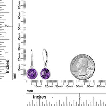 Load image into Gallery viewer, Gem Stone King 925 Sterling Silver Purple Amethyst Leverback Dangle Earrings For Women 8.00 Ctw Beautiful Gemstone Birthstone