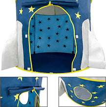 Load image into Gallery viewer, no branded Rocket Ship Tent - Space Themed Pretend Play Tent - Space Play House - Spaceship Tent for Kids - Foldable Pop Up Star Play Tent Blue