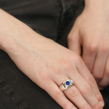 Load image into Gallery viewer, Gem Stone King 2.53 Ct Round Blue Created Sapphire 925 Sterling Silver Men's Ring (Size 12)