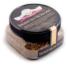 Load image into Gallery viewer, Smoked Bacon Fine Sea Salt - All-Natural Bacon Sea Salt Slowly Smoked for Perfect Smoky Flavor - No Gluten, No MSG, Non-GMO - Cooking or Finishing Salt - 4 oz. Stackable Jar