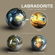Load image into Gallery viewer, WindBell Large Rainbow and Blue Labradorite Sphere Natural Labradorite Ball Energy Stone Decoration