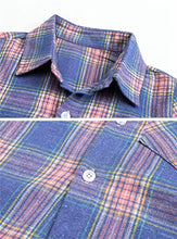 Load image into Gallery viewer, Betusline Girls' Button Down Casual Long-Sleeve Cotton Plaid Flannel Shirts for Kids Girls, Flannel#Purple + Pink, 3-4T = Tag 110