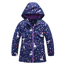Load image into Gallery viewer, Girls Rain Jacket, Windbreaker Kids Raincoat Waterproof Zip Jacket with Fleece Liner (1101, 4)