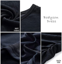 Load image into Gallery viewer, BTFBM Women's Summer Casual Beach Dresses Crew Neck Short Sleeve Ruched Stretchy Bodycon T Shirt Wrap Mini Dress (104Blue, Medium)