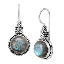 Load image into Gallery viewer, Silpada 'All Aboard' 4 ct Natural Labradorite Twisted Rope Drop Earrings in Sterling Silver