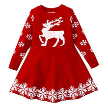 Load image into Gallery viewer, Zanie Kids Toddler Christmas Dress Little Girls’ Sweater Dresses Xmas Long Sleeve Ribbed Knit Party Dress, Red, 7-8 Years