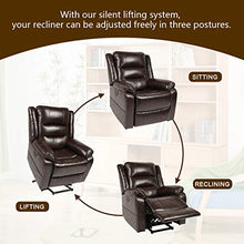 Load image into Gallery viewer, Esright Power Lift Chair Faux Leather Electric Recliner for Elderly, Heated Vibration Massage Sofa with Side Pockets, USB Charge Port & Remote Control, Dark Brown