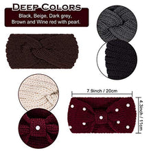 Load image into Gallery viewer, Whaline 5 Pieces Knit Headbands Winter Ear Warmers, 4 Elastic Turban Head Wraps and 1 Pearl Crochet Hair Band, Hair Scrunchies Scarves for Women Girls (Autumn&Winter Colors)