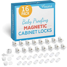 Load image into Gallery viewer, 16 Pack Child Safety Magnetic Cabinet Locks - Vmaisi Children Proof Cupboard Baby Locks Latches - Adhesive for Cabinets & Drawers and Screws Fixed for Durable Protection