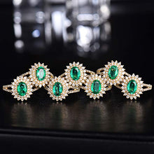 Load image into Gallery viewer, Beyond jewelry Genuine Emerald Diamond Ring 14K Yellow Gold Statement Rings for Women