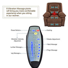 Load image into Gallery viewer, RELAXIXI Power Recliner Chair with Massage, Heat and USB Charge Port - Electric Recliner for Elderly - Soft Fabric Sofa for Home, Living Room