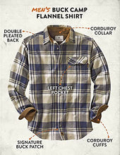 Load image into Gallery viewer, Legendary Whitetails Men's Standard Buck Camp Flannel Shirt, Shale Plaid, Medium