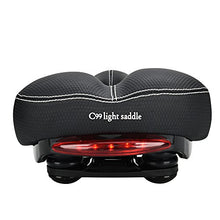 Load image into Gallery viewer, DAWAY Comfortable Men Women Bike Seat C99 Memory Foam Padded Leather Wide Bicycle Saddle Cushion with Taillight, Waterproof, Dual Spring Designed, Soft, Breathable, Fit Most Bikes, 1 Year Warranty