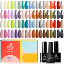 Load image into Gallery viewer, Beetles 5Pcs Nail Art Liner Brushes with 36 Pcs Gel Green Red Purple Brown Nail Art Kit with Glossy & Matte Base Top Coat