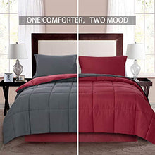 Load image into Gallery viewer, Homelike Moment Lightweight Comforter Set King Burgundy Red All Season Down Alternative Comforter Set Summer Duvet Insert 3 Piece - 1 Comforter with 2 Shams Reversible King Size Burgundy/Dark Grey