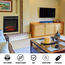 Load image into Gallery viewer, Tangkula 18" Electric Fireplace Heater, Freestanding & Recessed 1400 W Electric Stove Heater w/Adjustable LED Flame, Fireplace Insert w/Remote Control, Safer Plug and Sensor