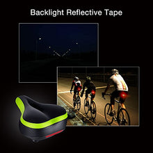 Load image into Gallery viewer, TONBUX Most Comfortable Bicycle Seat, Bike Seat Replacement with Dual Shock Absorbing Ball Wide Bike Seat Memory Foam Bicycle Gel Seat with Mounting Wrench (Green/Black with Reflective Sticker)