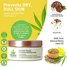Load image into Gallery viewer, Hempz Coconut Fusion Herbal Shimmering Body Souffle, 8 oz. - Moisturizing Shea Butter Lotion for Instant Hydration, Skin Care, Scented Beauty Products for Women and Men - Whipped Hemp Body Cream