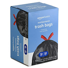 Load image into Gallery viewer, Amazon Basics Multipurpose Drawstring Trash Bags, 30 Gallon, 50 Count