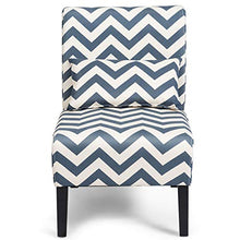 Load image into Gallery viewer, Giantex Set of 2 Armless Accent Chair w/Back Pillow, Wood Legs, Soft Sponge, Upholstered Fabric Accent Side Chair, Living Room Chair for Home, Bedroom, Office (2, Blue/White)