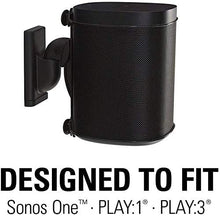 Load image into Gallery viewer, Sanus Adjustable Sonos Wall Mount for Sonos One, Play:1, & Play:3 - Tool Free Tilt & Swivel Adjustments for Best Audio - Pair (Black) - WSWM22-B1