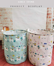 Load image into Gallery viewer, LEELI laundry Hamper with Handles-Collapsible Canvas Basket for Storage Bin,Kids Room,Home Organizer,Nursery Storage,Baby Hamper,19.7×15.7 (llama&alpaca)