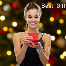 Load image into Gallery viewer, 3 Pieces Bohemian Turquoise Set Women Western Jewelry Turquoise Pendant Necklace Western Turquoise Alloy Earrings Stretchable Turquoise Bracelet for Women Western Boho Jewelry Set