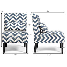 Load image into Gallery viewer, Giantex Set of 2 Armless Accent Chair w/Back Pillow, Wood Legs, Soft Sponge, Upholstered Fabric Accent Side Chair, Living Room Chair for Home, Bedroom, Office (2, Blue/White)