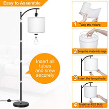 Load image into Gallery viewer, LED Floor Lamp for Living Room, Modern Standing Lamp for Bedroom, Classic Reading Floor Lamps with Lamp Shade Suits Farmhouse and Mid Century Modern for Study Office, E26 LED Bulb Included, Black