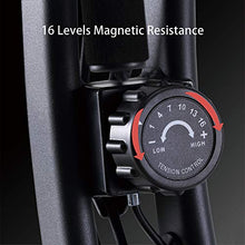 Load image into Gallery viewer, ECHANFIT Indoor Cycling Bike Folding Magnetic Exercise Upright Bike Stationary with 16 Levels Resistance Arm Training Bands and Electronic Display