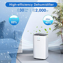 Load image into Gallery viewer, SEAVON 30 Pint 2,000 Sq. Ft Dehumidifiers for Home and Basements, Whole House Dehumidifier with Auto Shut-off, with Drain Hose for Auto Drainage and Water Tank for Manual Drainage, Intelligent Humidity Control, Ideal for Large Room