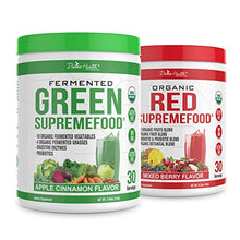 Load image into Gallery viewer, Dr.Colbert's Organic Supremefood® Twin Pack - One Fermented Green Supremefood Apple Cinnamon Flavored Veggie Blend, (30 Day Supply) + One Organic Red Supremefood® with Probiotics (30 Day Supply)