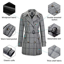 Load image into Gallery viewer, Wantdo Women's Plaid Coat Winter Long Double Breasted Warm Peacoat with Belt Plaid M