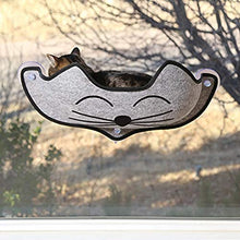 Load image into Gallery viewer, K&H PET PRODUCTS EZ Mount Window Bed Kitty Sill Gray with Kitty Face 27 X 11 X 6 Inches