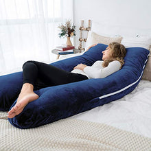 Load image into Gallery viewer, AngQi Full Body Pregnancy Pillow, 60-inch U Shaped Maternity Pillow for Back Pain Relief and Pregnant Women, with Body Pillow Jersey Cover, Gray
